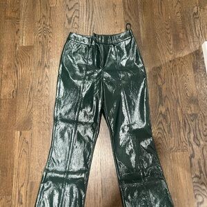 Avec Les Filles Metallic Green Pants